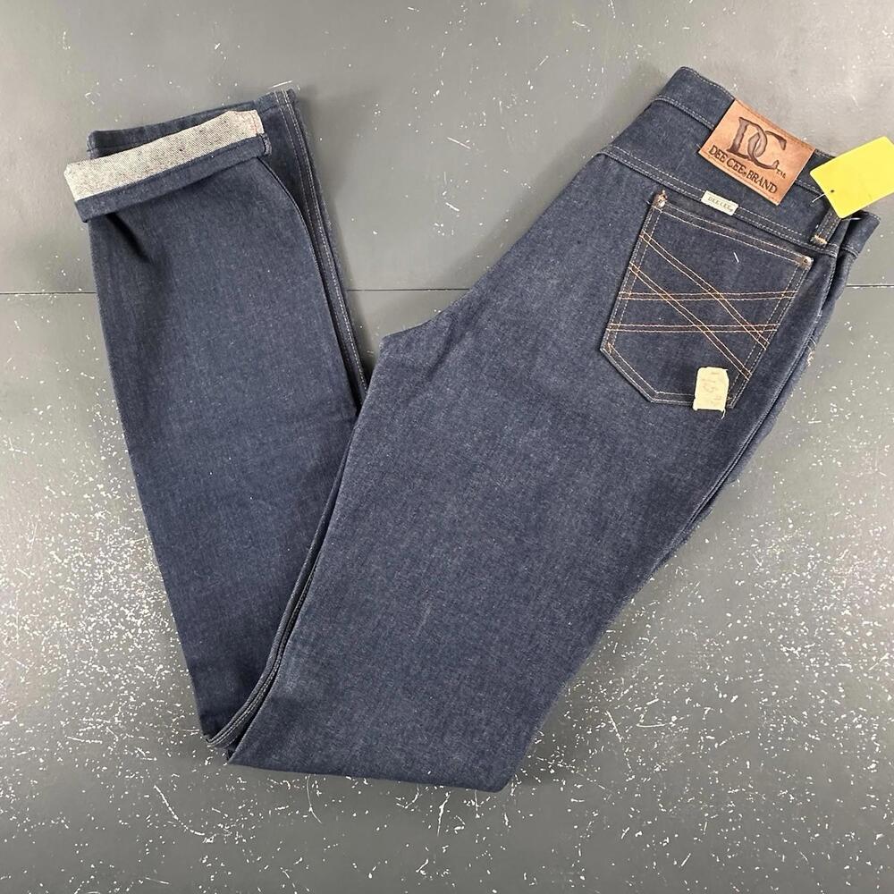 VTG Dee Cee Jeans Womens 33x36 Blue Selvedge Raw Denim Deadstock Western USA NWT